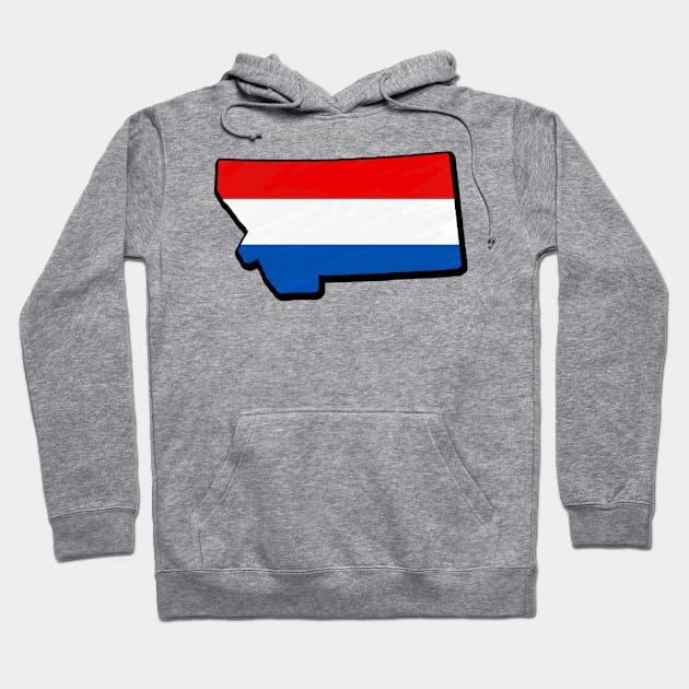 Red, White, and Blue Montana Outline Hoodie by Mookle